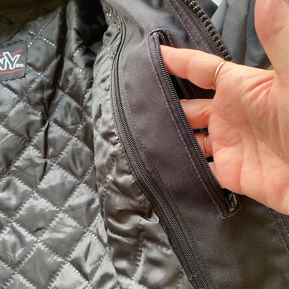 Zony Jacket Womens Medium Black/Purple Moto Coat Fitted Removable Lining - Picture 8 of 14